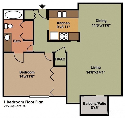 a floor plan of a house with a bedroom and a living room